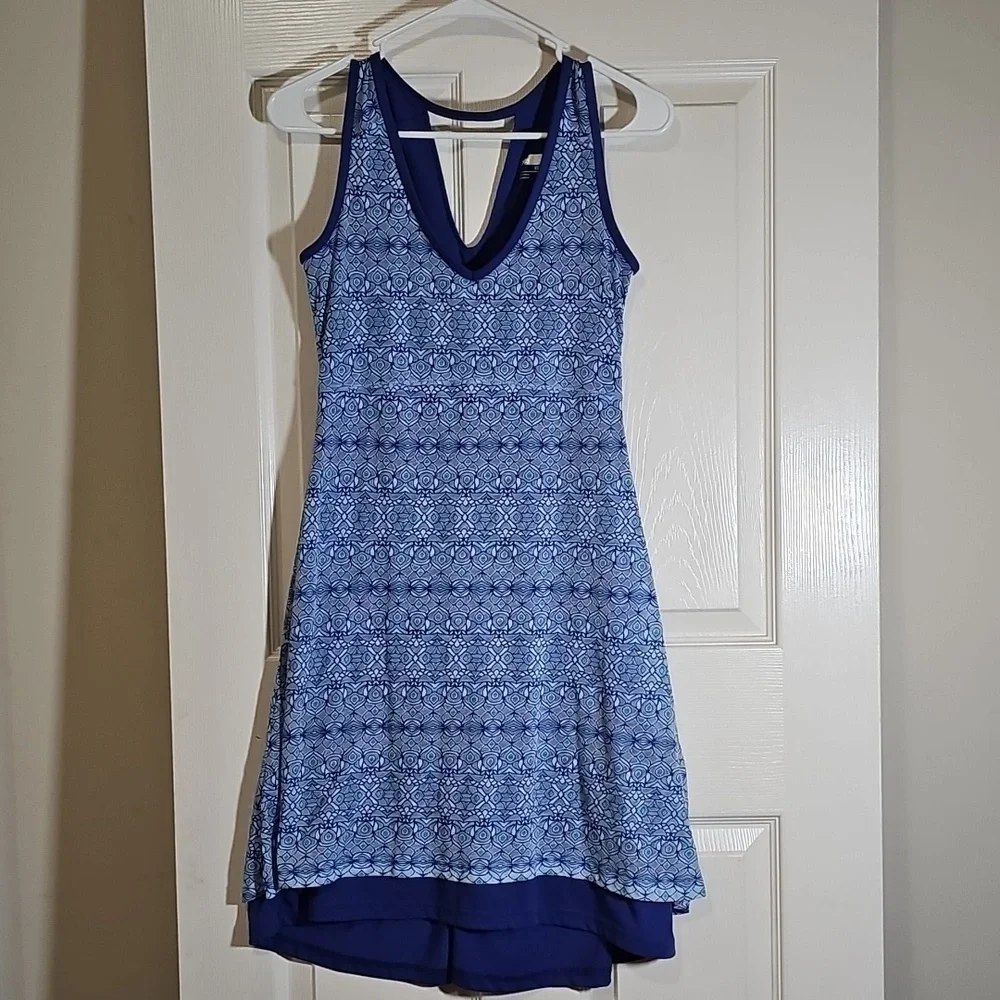Marmot Active Sport Sleeveless V-Neck Lined Athletic Dress Blue Size XS